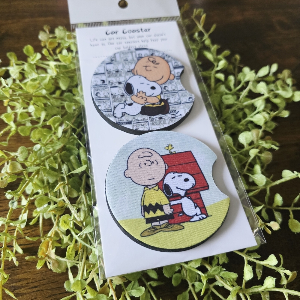 Peanuts Charlie Brown & Snoopy Car Coaster Set